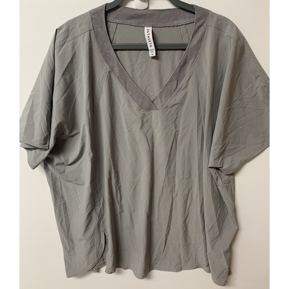 Athleta Gray Zephyr V Neck Tee Shirt 3X Sports Lightweight